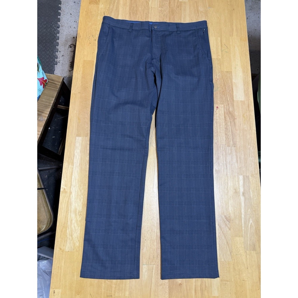 Twillory Performance Technical Pants Mens 38x34 Tailored Fit Blue Plaid Golf